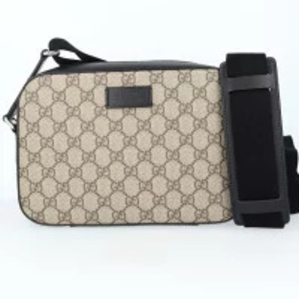Gucci GG Supreme Shoulder Bag Leather Beige h